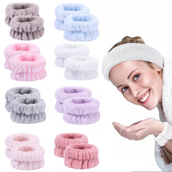 Wristband & Headband Set | Microfiber Wrist WashBand& Headband for mess free face fash